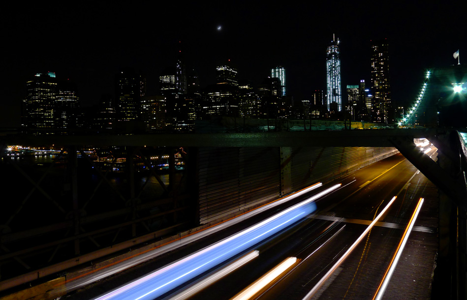 Riding around at night with a friend. Paused to enjoy the view at night.