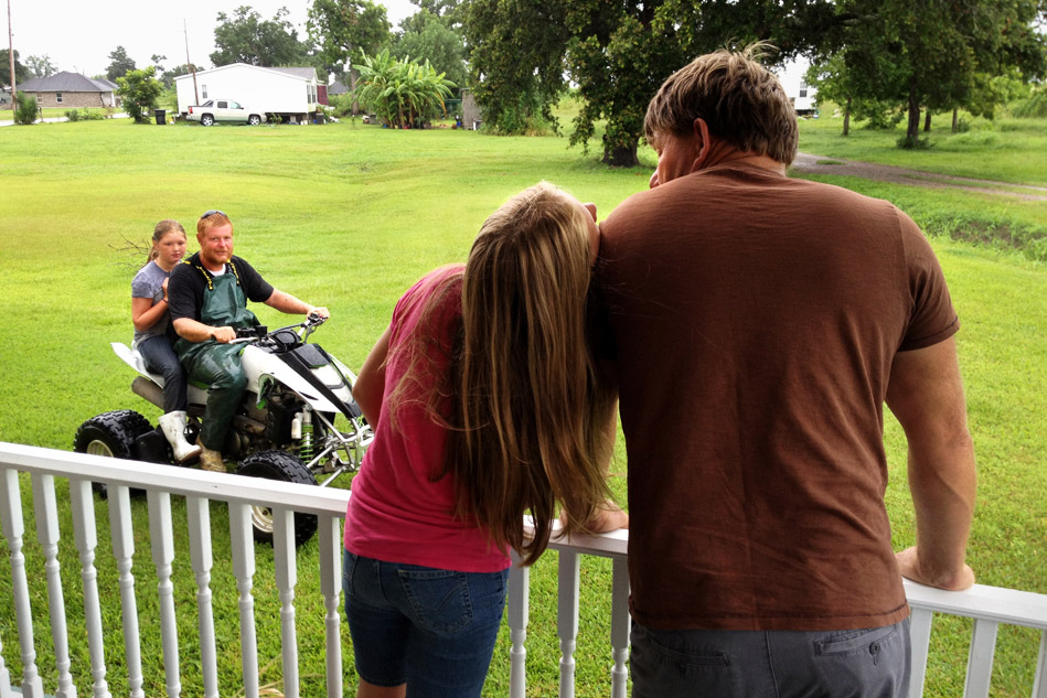 Aleena begs her dad to let her go mudslinging in the rain with his nephew and her second cousin, Elizabeth.